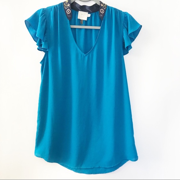 HD in Paris Anthropologie Flutter Sleeve Blouse - Picture 2 of 7